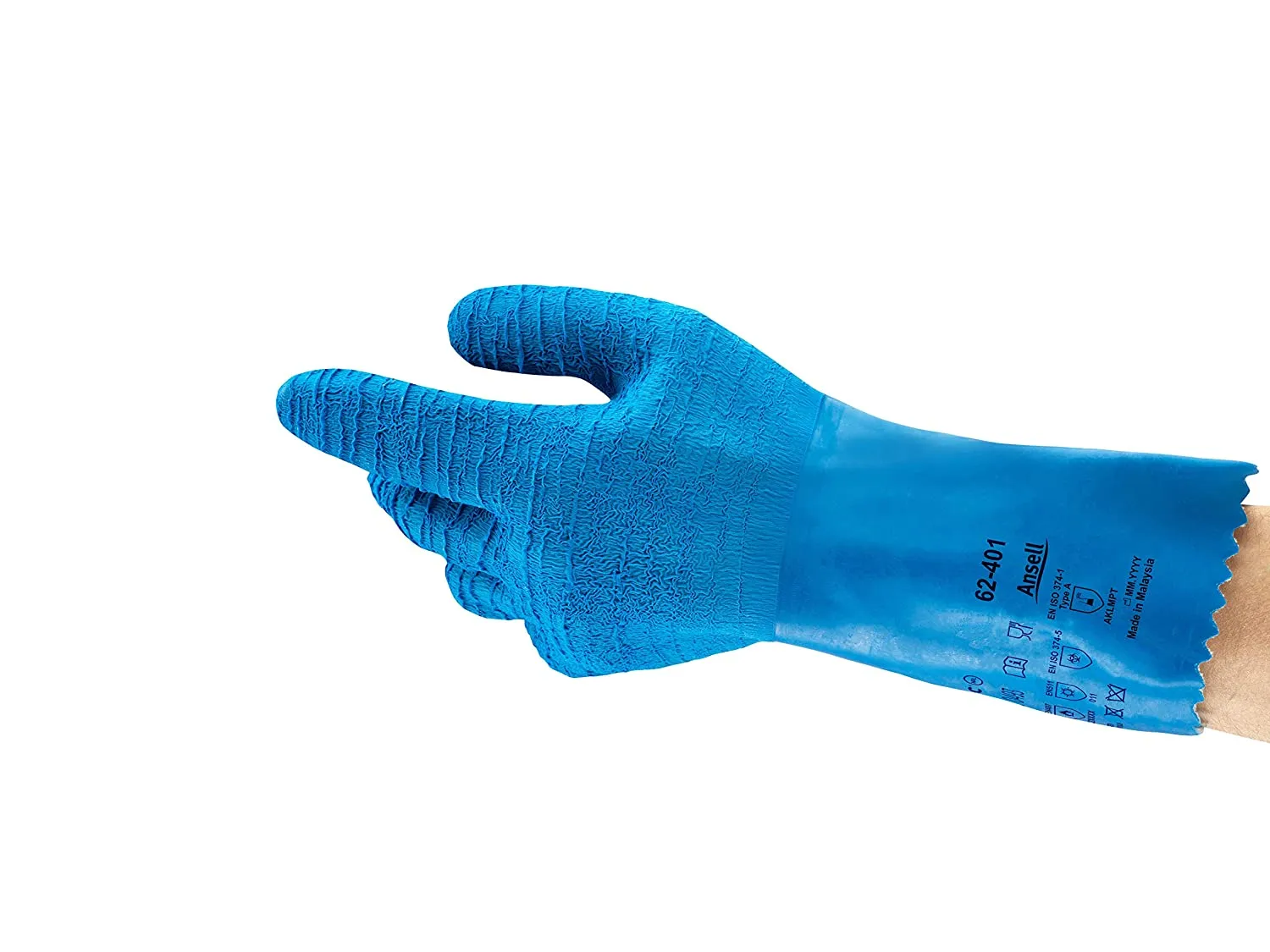 Ansell AlphaTec® 62-401 Chemical Gloves, Natural Rubber, Blue