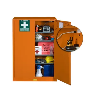 خزانة تخزين الاستعداد للطوارئ، PowerPort™ للتمرير الكهربائي، 4 أرفف، 2 مفتاح، برتقالي