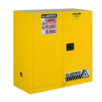 Justrite Sure-Grip® EX Flammable Safety Cabinet, 30 Gallon, 44 Inch Height, 2 Manual Close Doors, Yellow - 893000