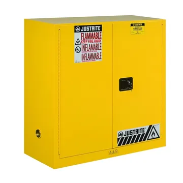 Justrite Sure-Grip® EX Flammable Safety Cabinet, 30 Gallon, 44 Inch Height, 2 Manual Close Doors, Yellow - 8930001