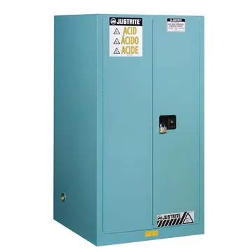 Justrite Sure-Grip® EX Corrosives/Acid Steel Safety Cabinet, 60 Gallon, 2 Self-Close Doors, Blue - 896022