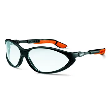 UVEX Cybric Safety Spectacles, Clear Lens, Black/Orange Frame - 9188-175