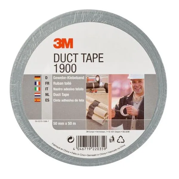 3M Value Duct Tape 1900 Silver 50mmx50m 7000032383