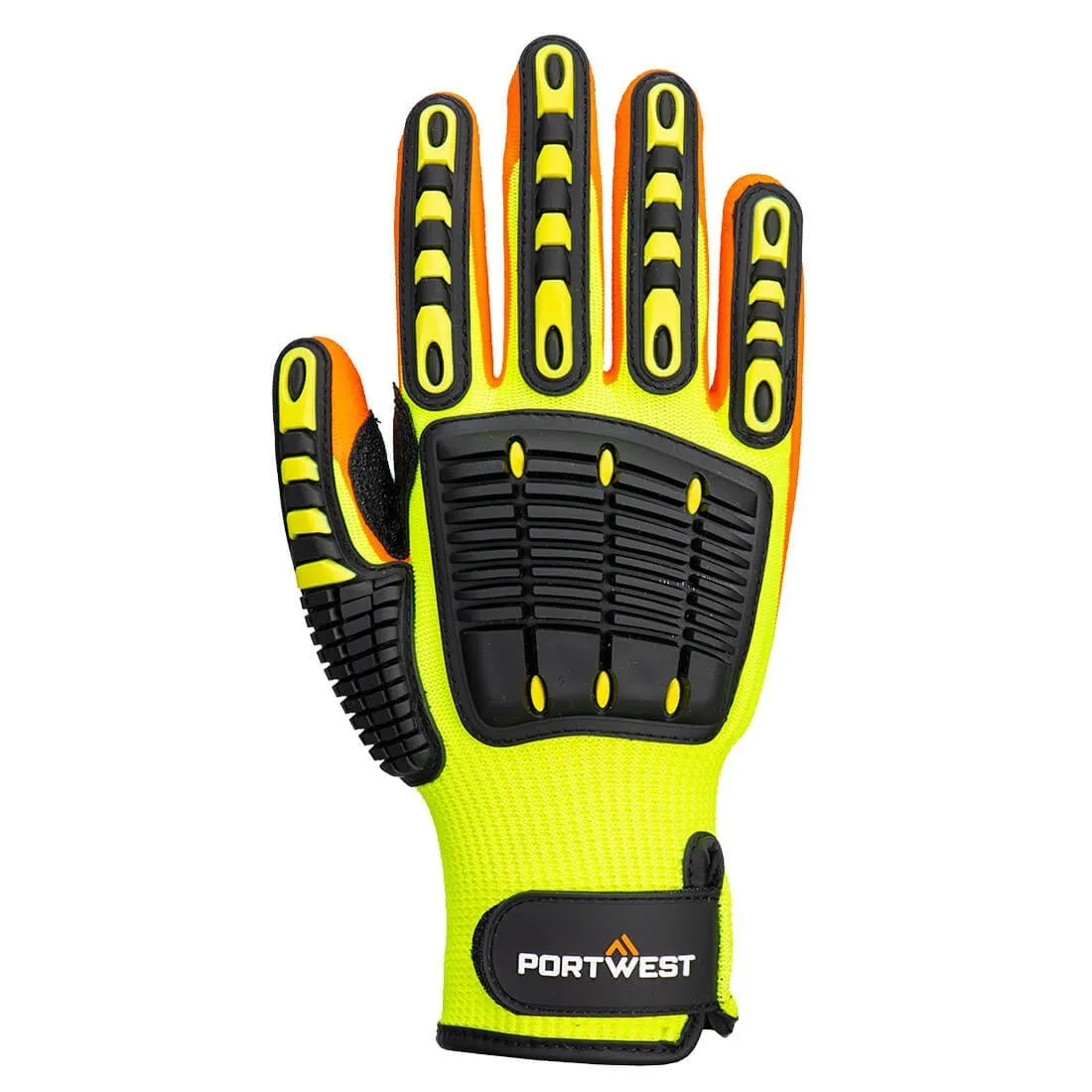 Portwest A721 - Impact 13 Nitrile Reinforced Palm Glove, Yellow/Orange