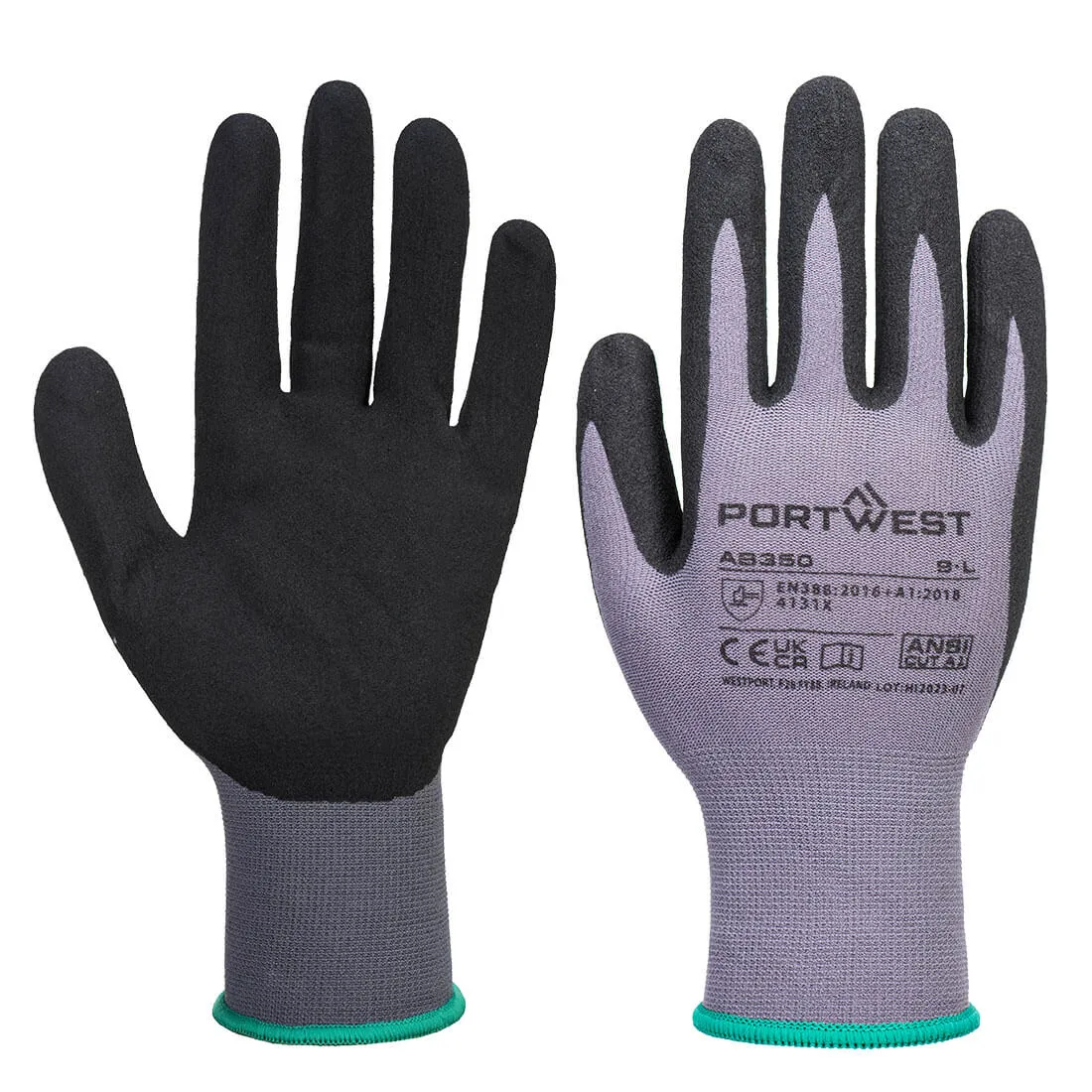 Portwest AB350 - Grey/Black Grip 15 Nitrile Sandy Essential Multipack (Pk12)