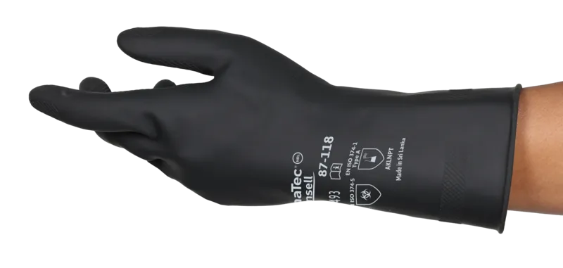 Ansell AlphaTec™ 87-118 heavy-duty natural rubber latex chemical resistant gloves