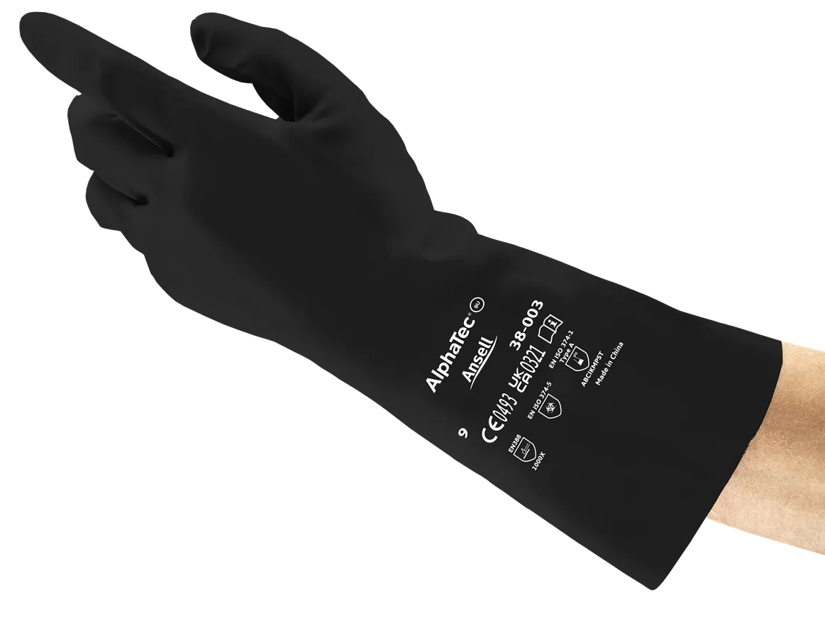 Ansell AlphaTec 38-003 butyl chemical protection gloves in black