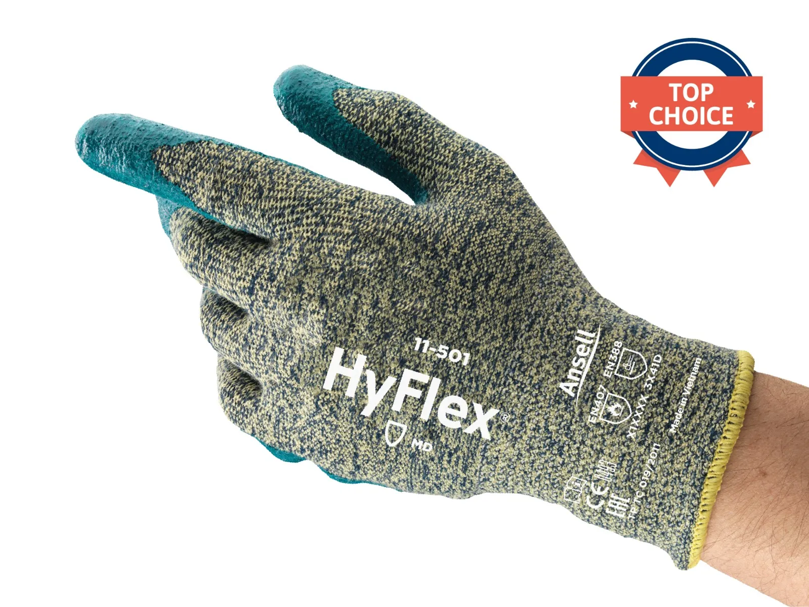 Ansell HyFlex® 11-501 Ergonomically Designed Cut-Resistant Nitrile Gloves