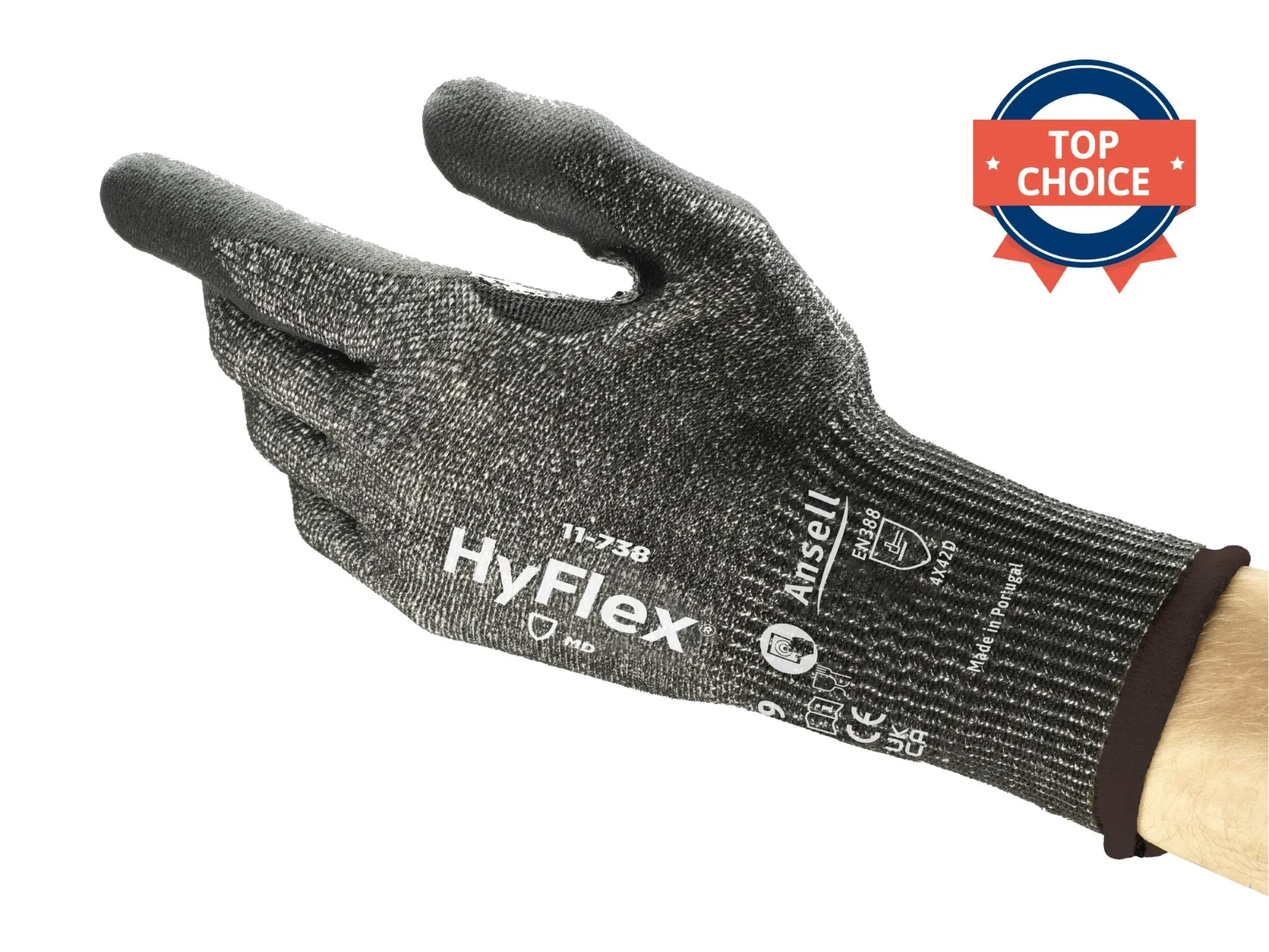 Ansell HyFlex® 11-738 Cut Resistant Gloves with Targeted Reinforcement in High Wear Areas