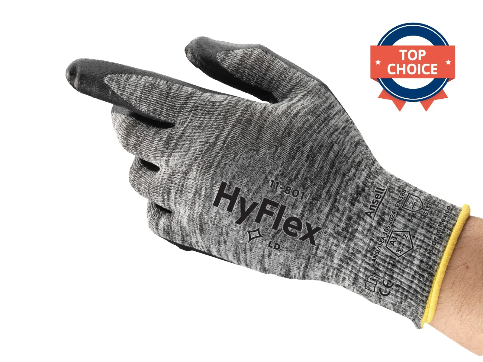 Ansell HyFlex® 11-801 Industrial Safety Gloves - Breathable Foam Nitrile with Dirt-Masking Liner