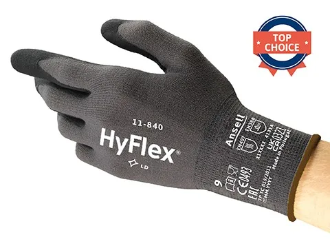 Ansell Hyflex 11-840 industrial safety nitrile gloves with superior grip and durability