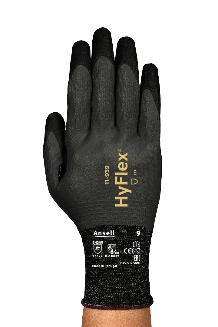 Ansell HyFlex 11-939 ultralight cut resistant and oil repellent work gloves