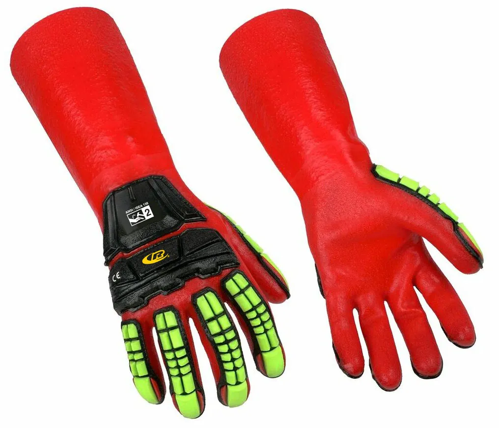 Ansell RINGERS® PVC-Coated Chemical Impact Resistant Medium Cuff Gloves R-074
