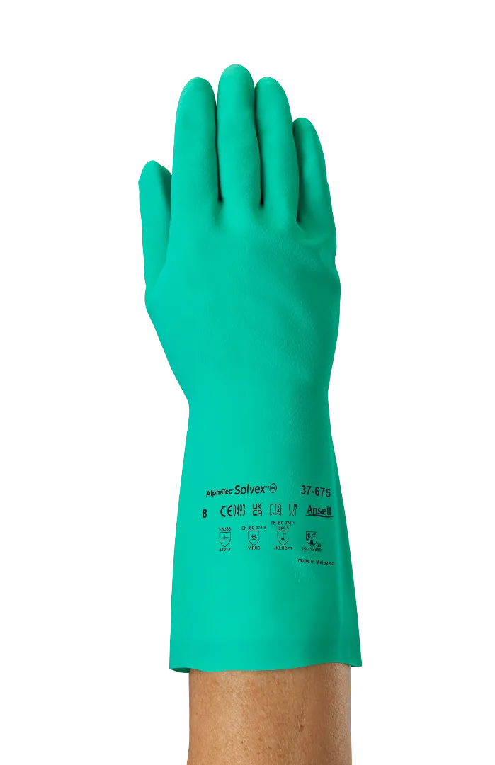 マサ Ansell AlphaTec Solvex 37-675 Nitrile Gloves | Chemical Resistant Work