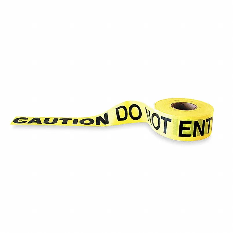 Yellow barricade tape 3 inch by 1000 ft with Caution Do Not Enter legend SKU 1N956
