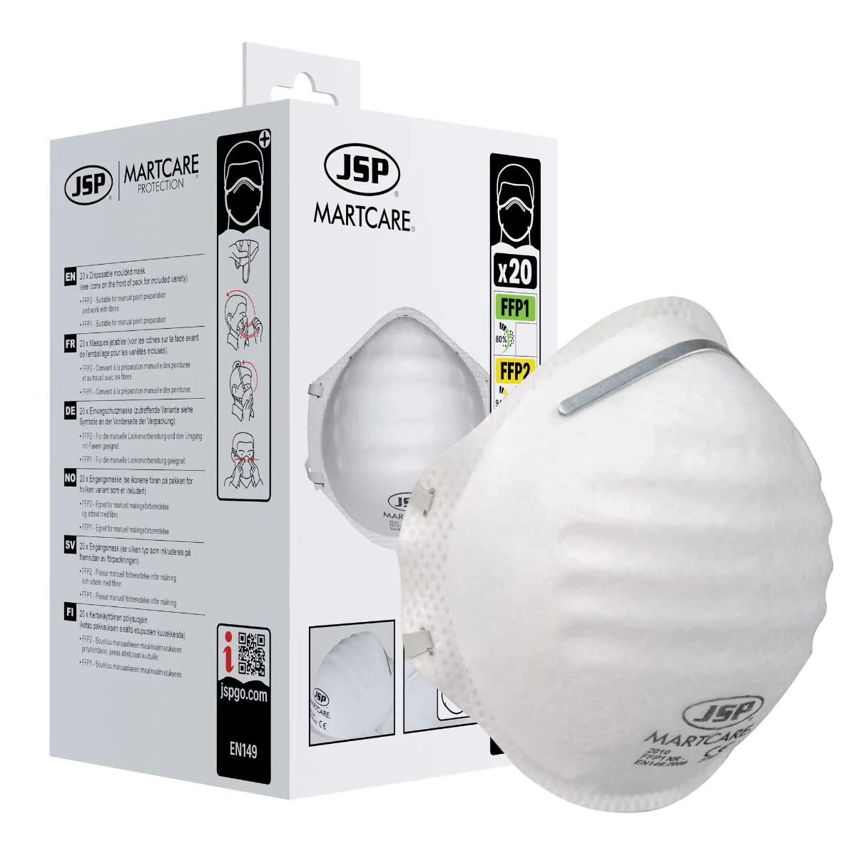 JSP Martcare® Moulded FFP1 Disposable Mask - Pack of 20 - BEG110-001-B00 