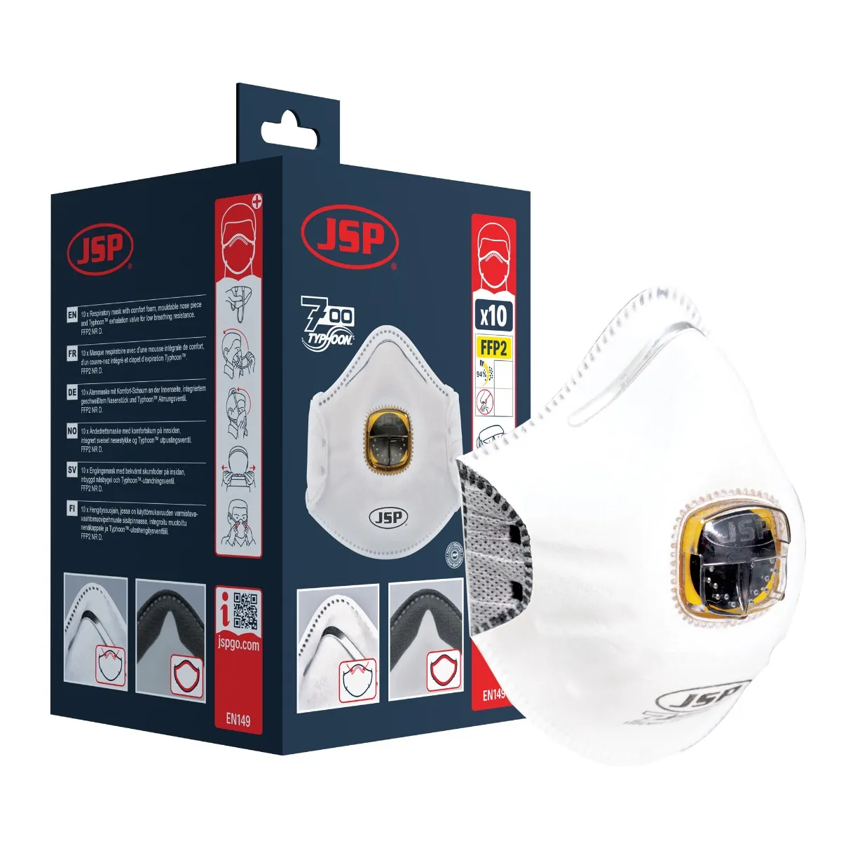 JSP Typhoon™ Moulded Mask FFP2OV - (726) - Box of 10 - BEP150-001-A00 