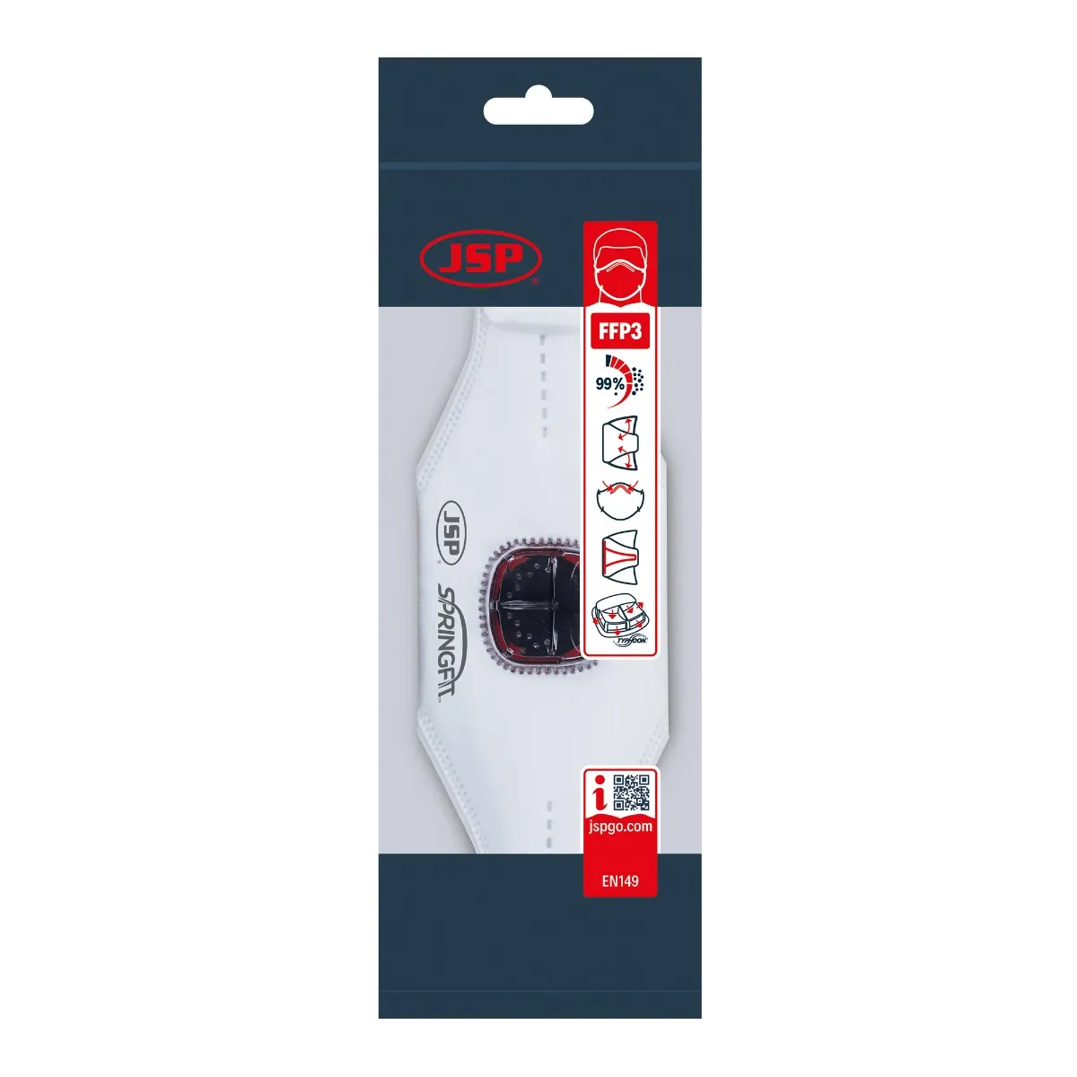 JSP Springfit™ 435ML FFP3 with Typhoon Valve - Retail Ready - BGA182-206-N00 