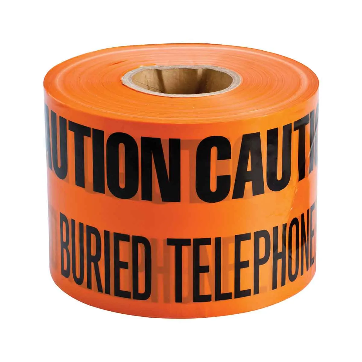 Brady B-720 Underground Warning Tape - Orange, 6 inches wide, 1,000 ft roll, 4 mil thick polyethylene, SKU 91297