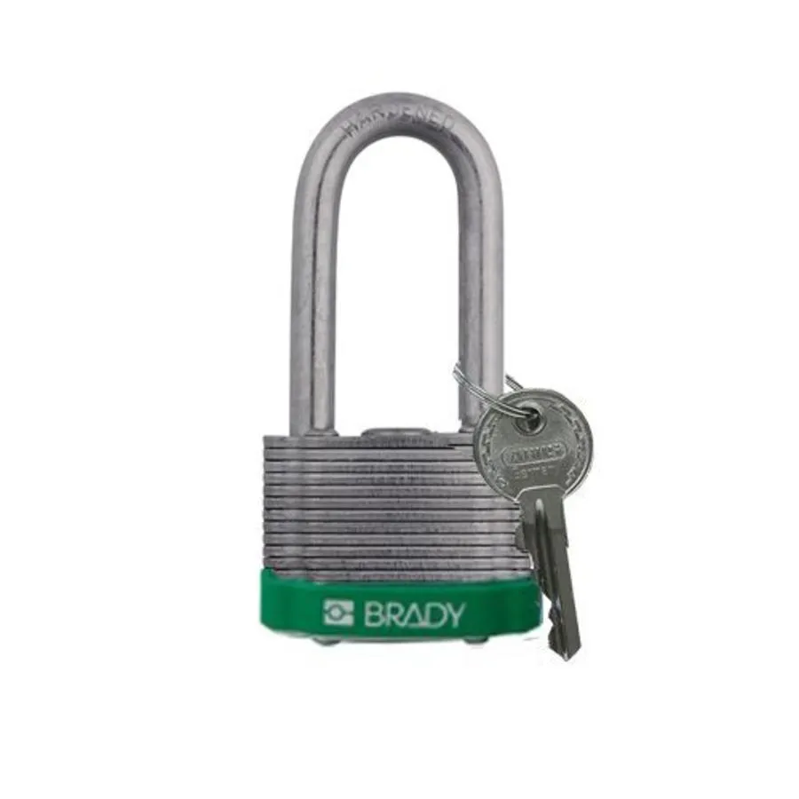 Brady® Laminated Steel Padlocks, Key Retaining, 51 mm Shackle, Green - 814108