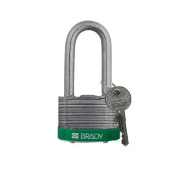 Brady® Laminated Steel Padlocks, Key Retaining, 51 mm Shackle, Green - 814108