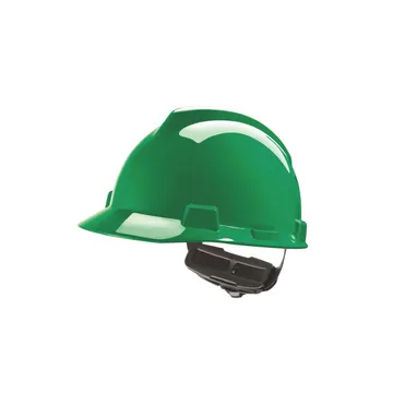 Hellat Safety, V-Gard ® Polytherلين Cap Style Hard Hat Hat 4 Point Ratchet / Ratchet Susaشيت, Green