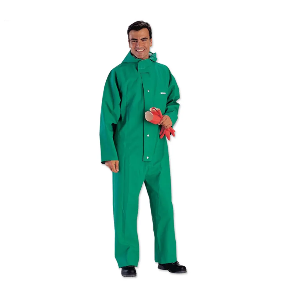 DELTAPLUS Type 3 Chemical Protection Overall, Anti-acid, Assembled Hood, Cuff And Ankle Non Elasticated, Green - CO600      