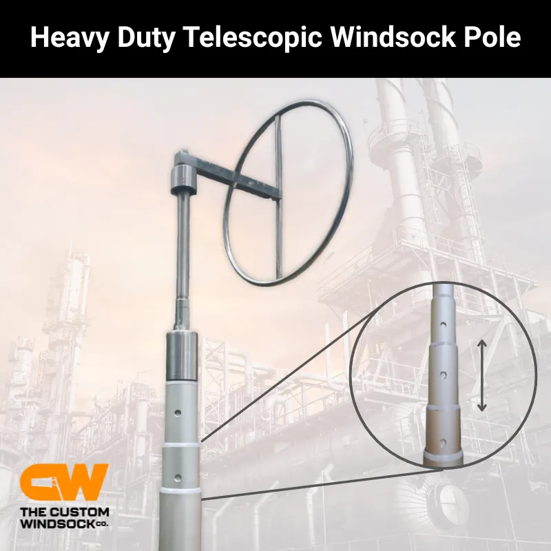 CW stainless steel telescopic windsock pole with single hoop frame for heavy duty use