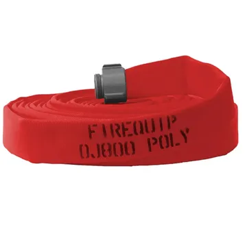 FIREEQUIP Double Jacket Fire Hose, 2.5 In, 50 Ft, Red, Polyester, W/2.5 NH Al Coupling