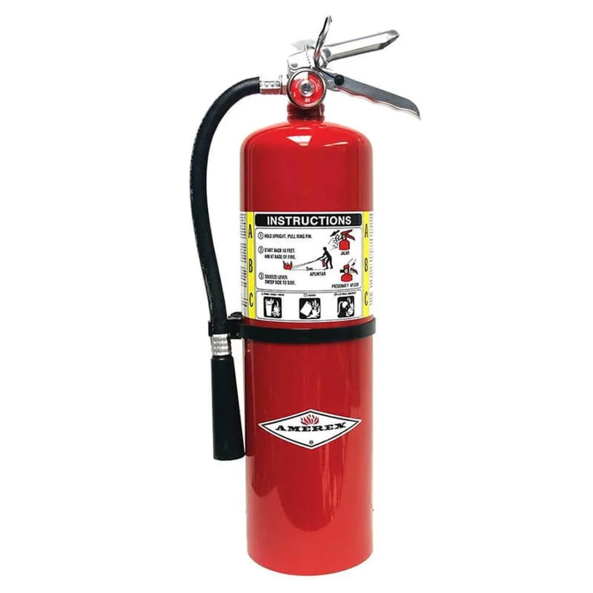 Amerex 10 lb ABC Dry Chemical Fire Extinguisher, Chrome Plated Brass Valve, B456 
