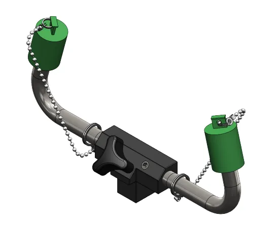 1/2 Inch BSP Black Nylon Flow Regulator Tee to Aerator Assembly with Dust Covers for 75G & 85G Eye Wash Stations