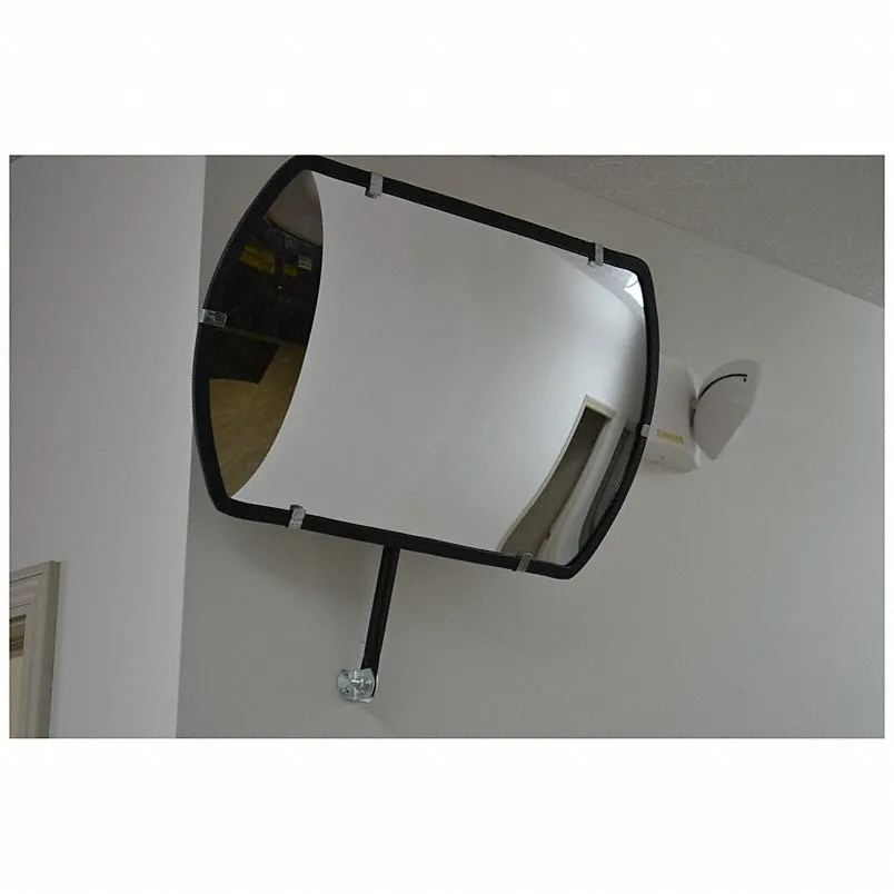 FRED SILVER Convex Security Mirror: Rectangular, Acrylic, 36 in x 24 in, Plastic, Telescoping Arm, Outdoor - 797ZW8