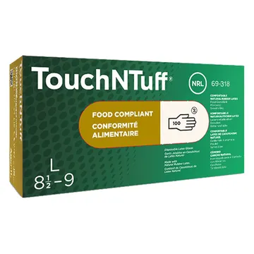 Ansell TouchNTuff® Disposable latex Gloves, 69-318 Large size