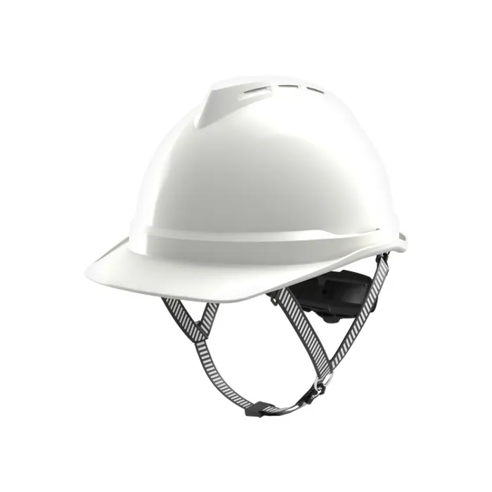 MSA خوذة أمان V-Gard 500 ، White ، Fas-Trac III PVC ، 4-PT chinstrap