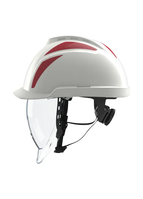 MSA V-Gard 950 Safety Helmet, Non-Vented, White, Red Stickers, With