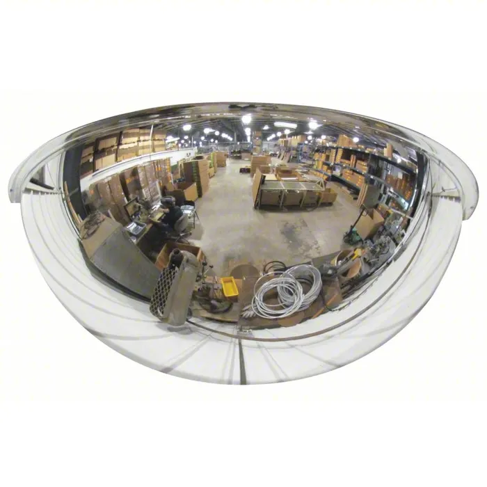 Half Dome Mirror made of acrylic, 26 inches in diameter, plastic frame, for indoor use, SKU ONV-180-26-PB