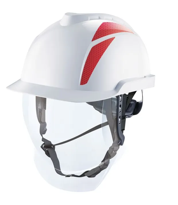 MSA V-Gard 950 Safety Helmet, Non-Vented, White, Red Stickers