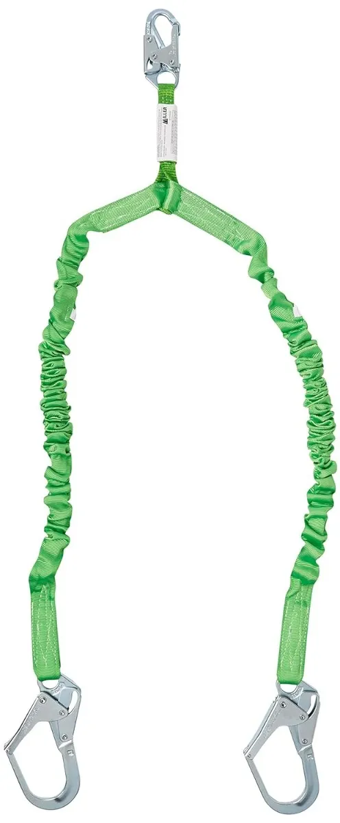 Honeywell Miller Manyard II 6ft Shock-Absorbing Lanyard with 3 Snap Hooks, Green - SKU 232M/6FTGN