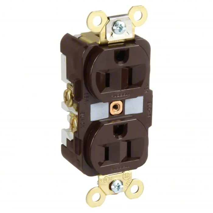 HUBBELL Duplex Receptacle 5-15R, 125V AC, 15 A, Brown, 2 Pole / 3 Wire, Screw Terminals - SKU HBL5262