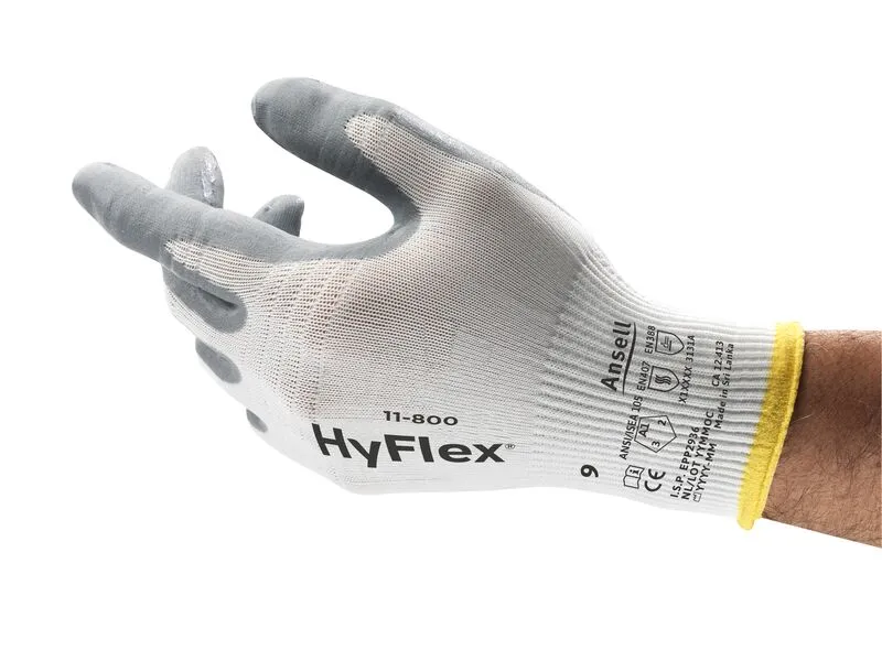 Ansell HyFlex™ 11-800 Multi-Purpose Industrial Work Gloves with breathable foam nitrile coating