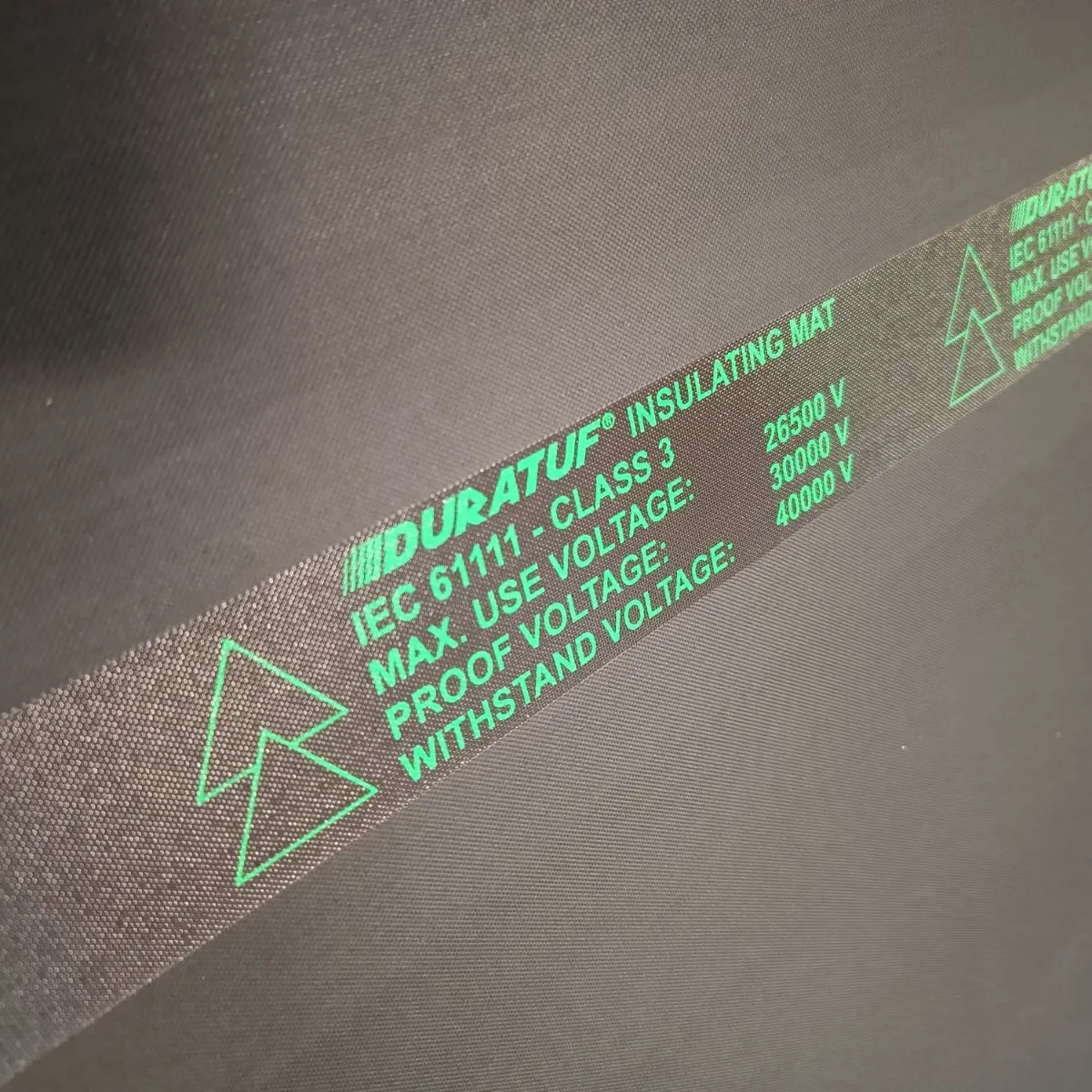 DURATUF IEC 61111 Insulating Mat, Class 3, Black, Antiskid Design: Top - Fine Ribbed & Bottom Textured