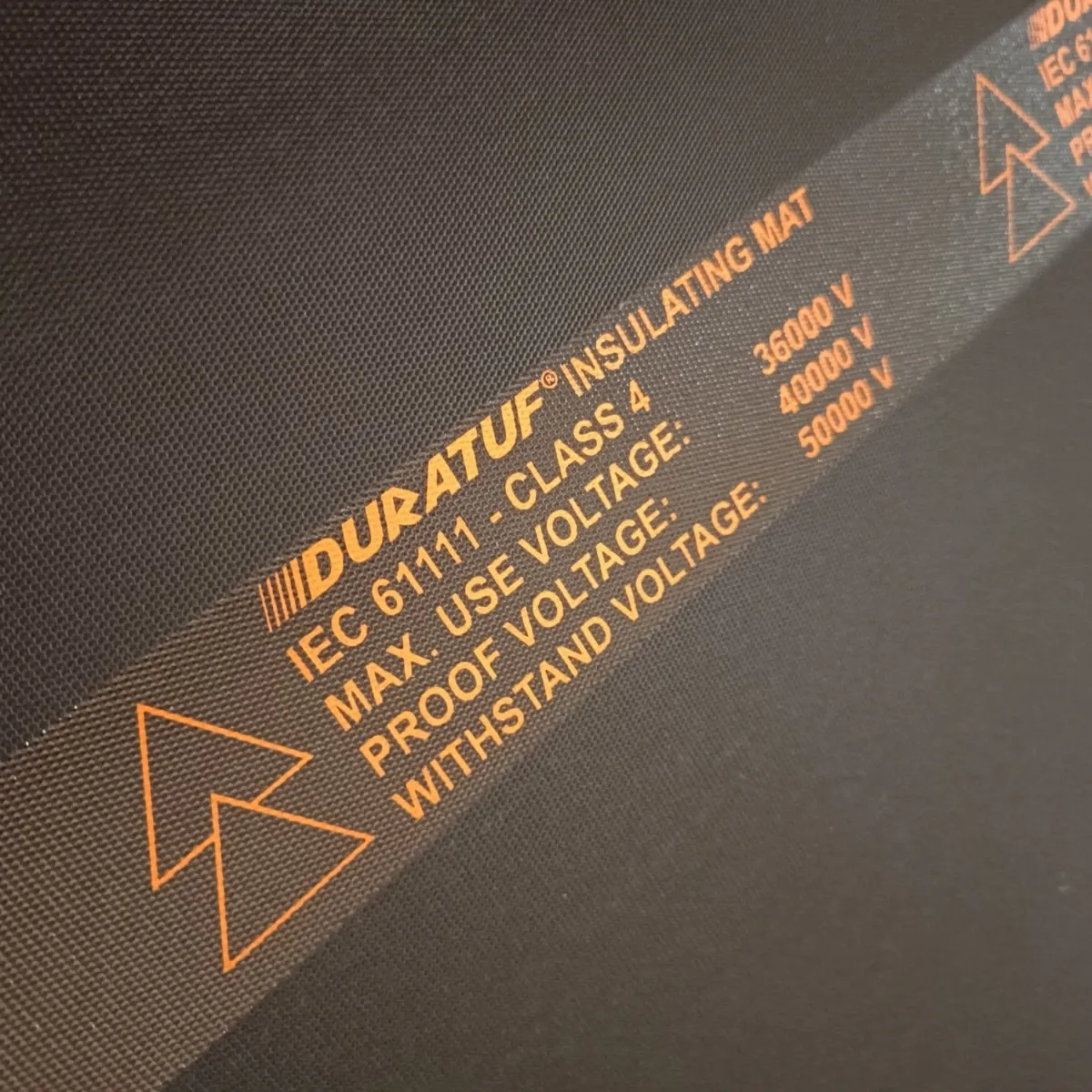 DURATUF IEC 61111 Insulating Mats, Class 4, Black, Antiskid Design: Top - Fine Ribbed & Bottom Textured