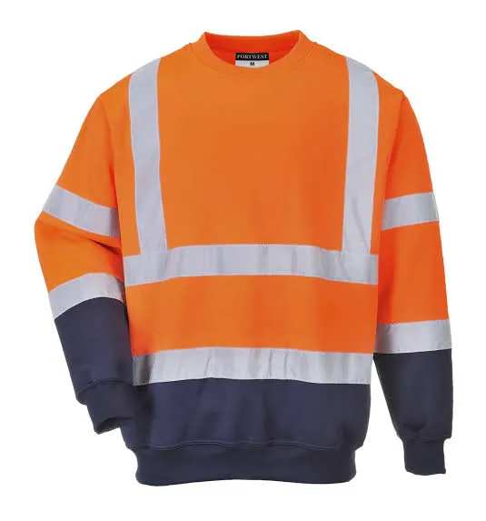 Portwest B306 - Hi-Vis Contrast Sweatshirt, Orange/Navy