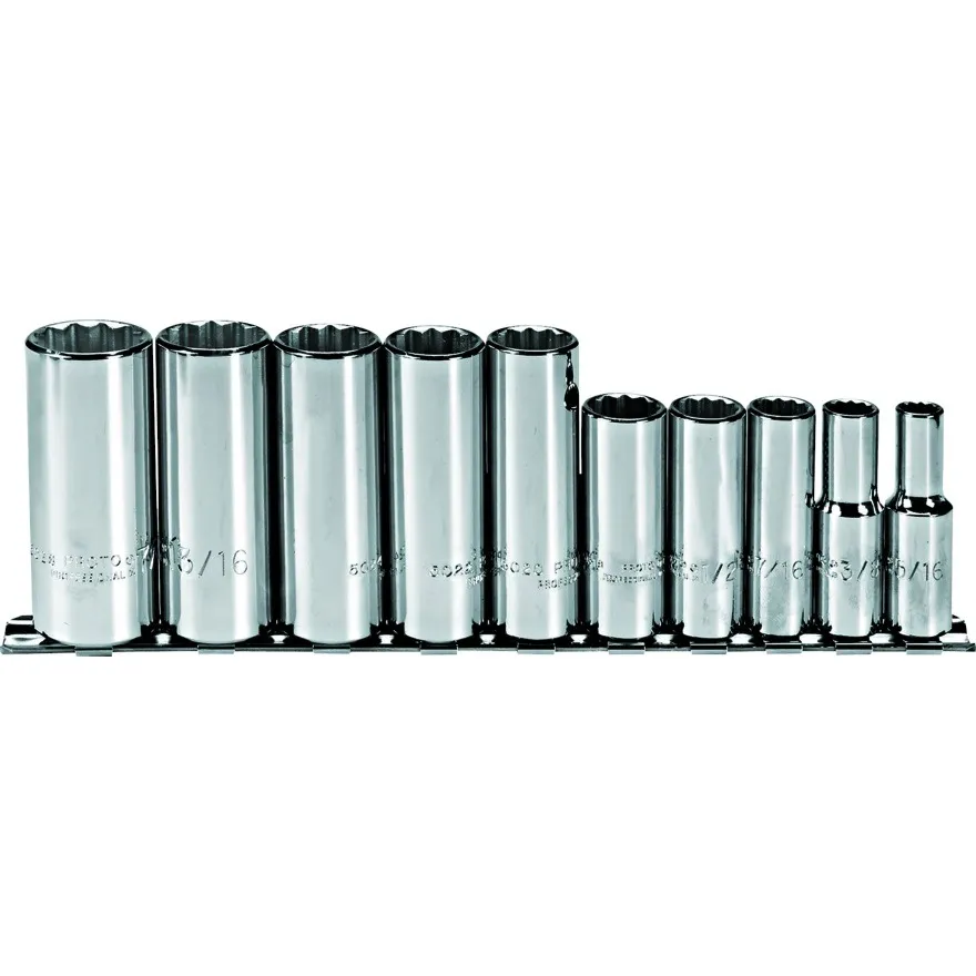 PROTO 3/8" Drive 10 Piece Deep Socket Set, 12 Point - J52107