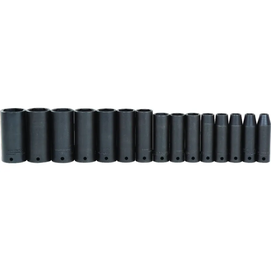 PROTO 1/2" Drive 15 Piece Deep Thin Wall Impact Socket Set, 6 Point - J74117