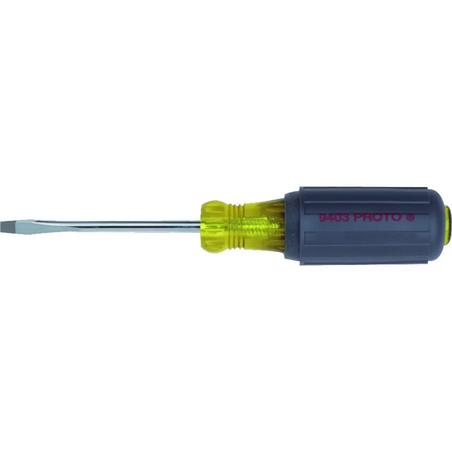 PROTO Soft Grip Slotted Keystone Round Screwdriver, 3/16" x 3" - J9403