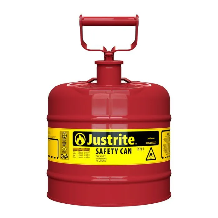 Justrite 2 Gallon Steel Safety Can Type I Flame Arrester 7120100