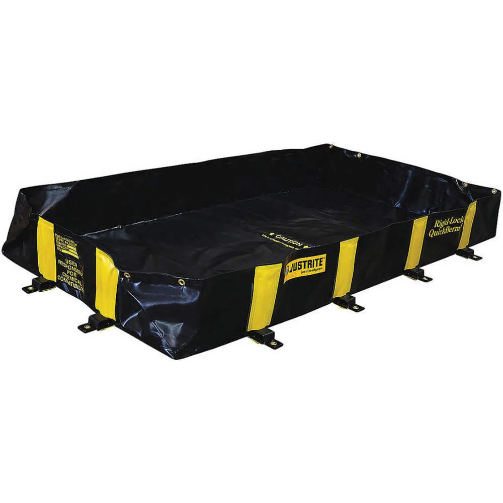 Justrite 255 Gallon Spill Capacity, Drive Over Berm, Rigid-Lock QuickBerm®, Black - 28516