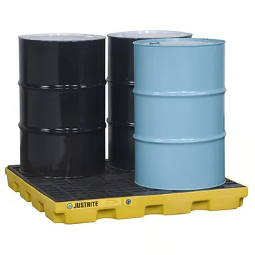 JUSTRITE 4 Drum Accumulation Center in Yellow with 49 Gallon Capacity - 28656