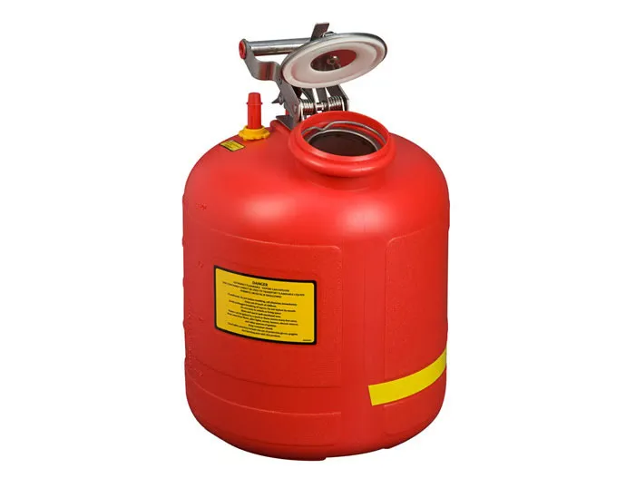 JUSTRITE 5-Gallon Red Polyethylene Safety Can with Built-In Fill Gauge - SKU 14565